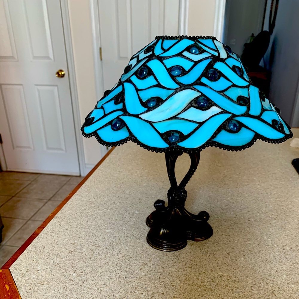 Vintage Tiffany style stain glass lantern